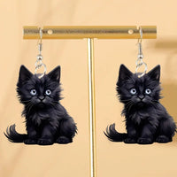 Y2K Black Cat Dangle Earrings - Acrylic