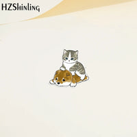 Cartoon Pet Acrylic Lapel Pin - Dogs & Cats