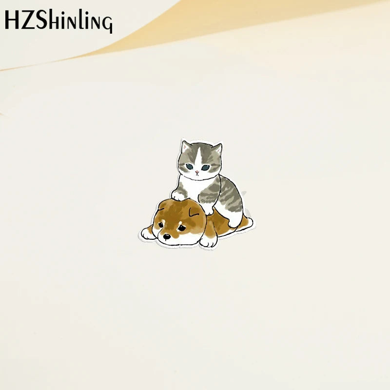 Cartoon Pet Acrylic Lapel Pin - Dogs & Cats