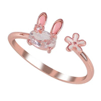 Cat Ear Paw Print Ring - Adjustable Pearl Hollow Heart Design