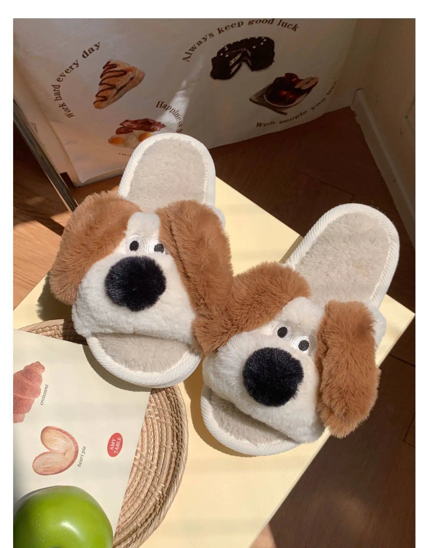Winter Dog Cartoon Couple Slippers