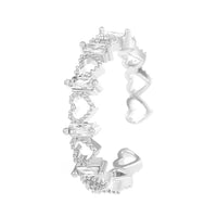 Cat Ear Paw Print Ring - Adjustable Pearl Hollow Heart Design