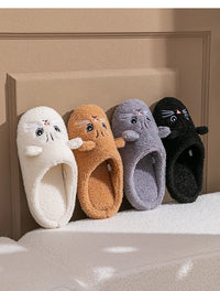 Cartoon Cat Winter Plush Slippers