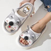 Designer Linen Platform Dog Slippers