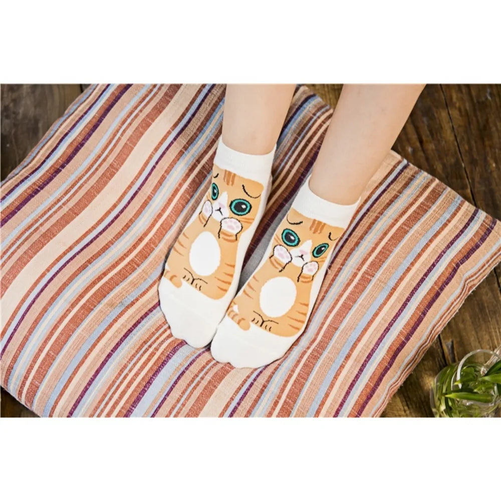 Playful Cat Cartoon Socks