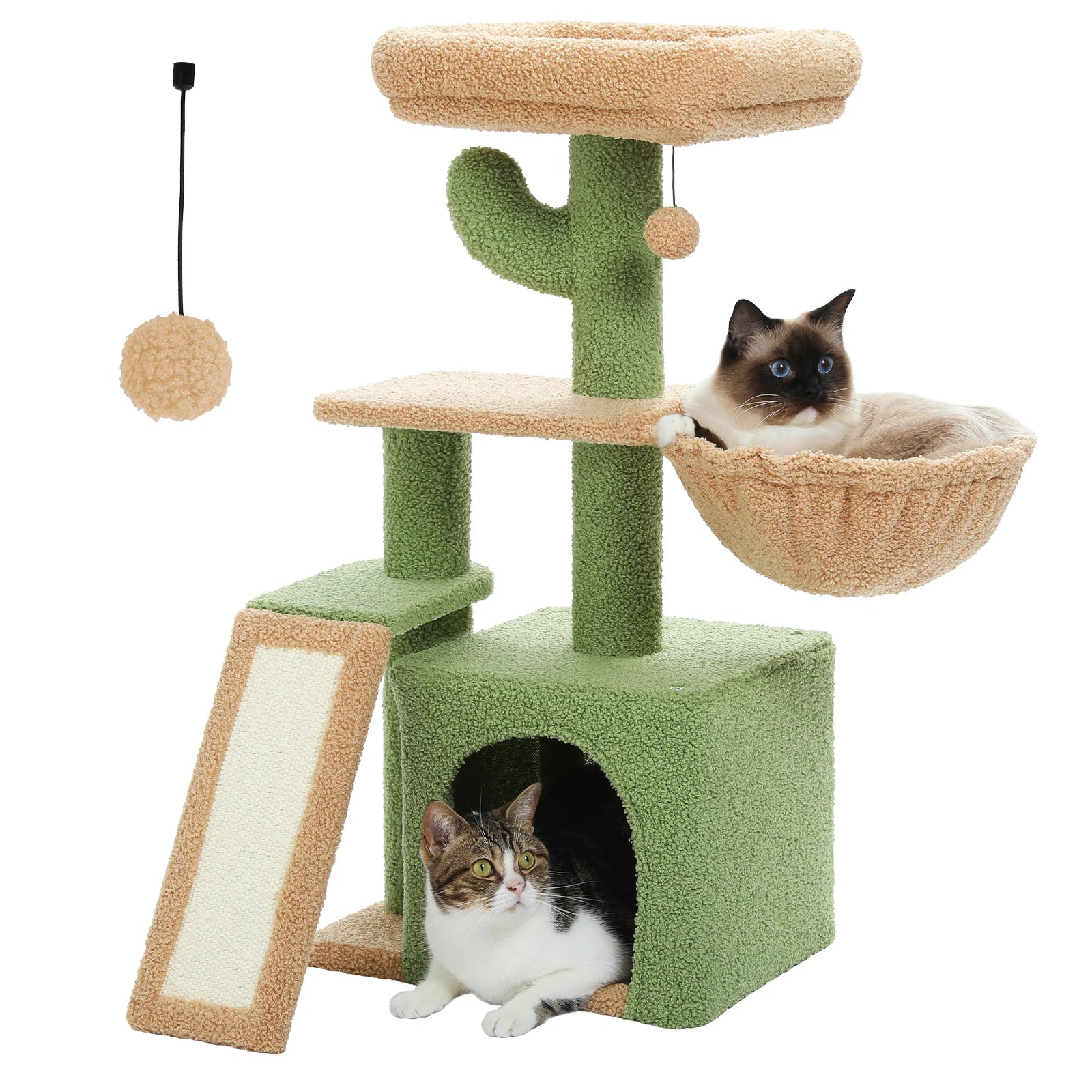 Multi-Level Cat Activity Tree with Scratching Posts & Hammock
