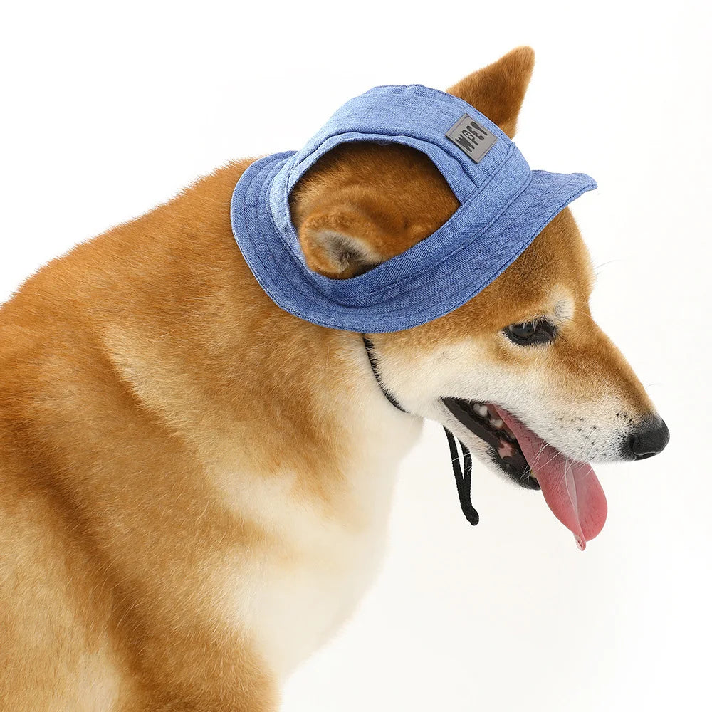 Adorable Dog Sun Hat with Ear Holes - Adjustable UV Protection Cap