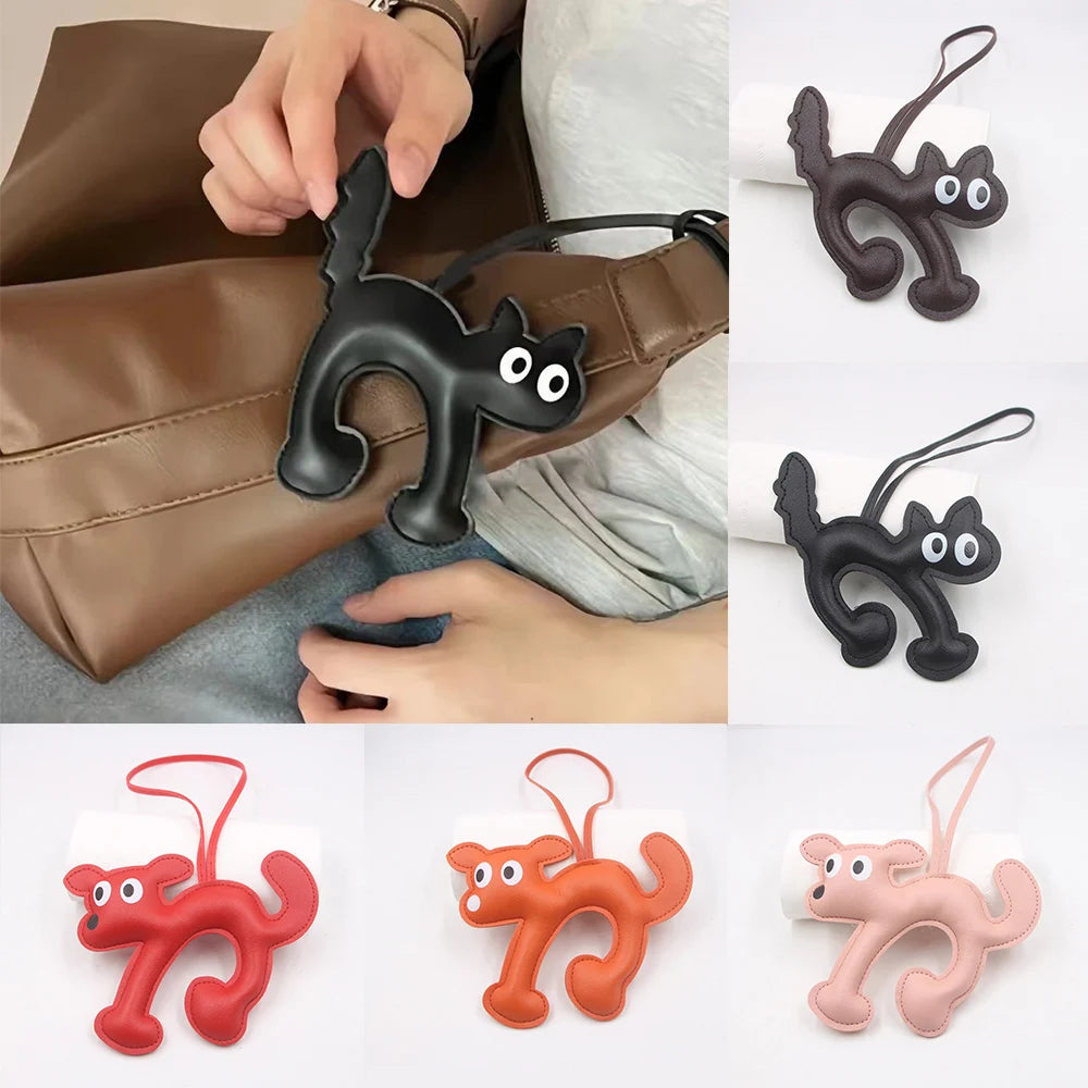 Leather Pet Keychain - Adorable Dog & Cat Charm