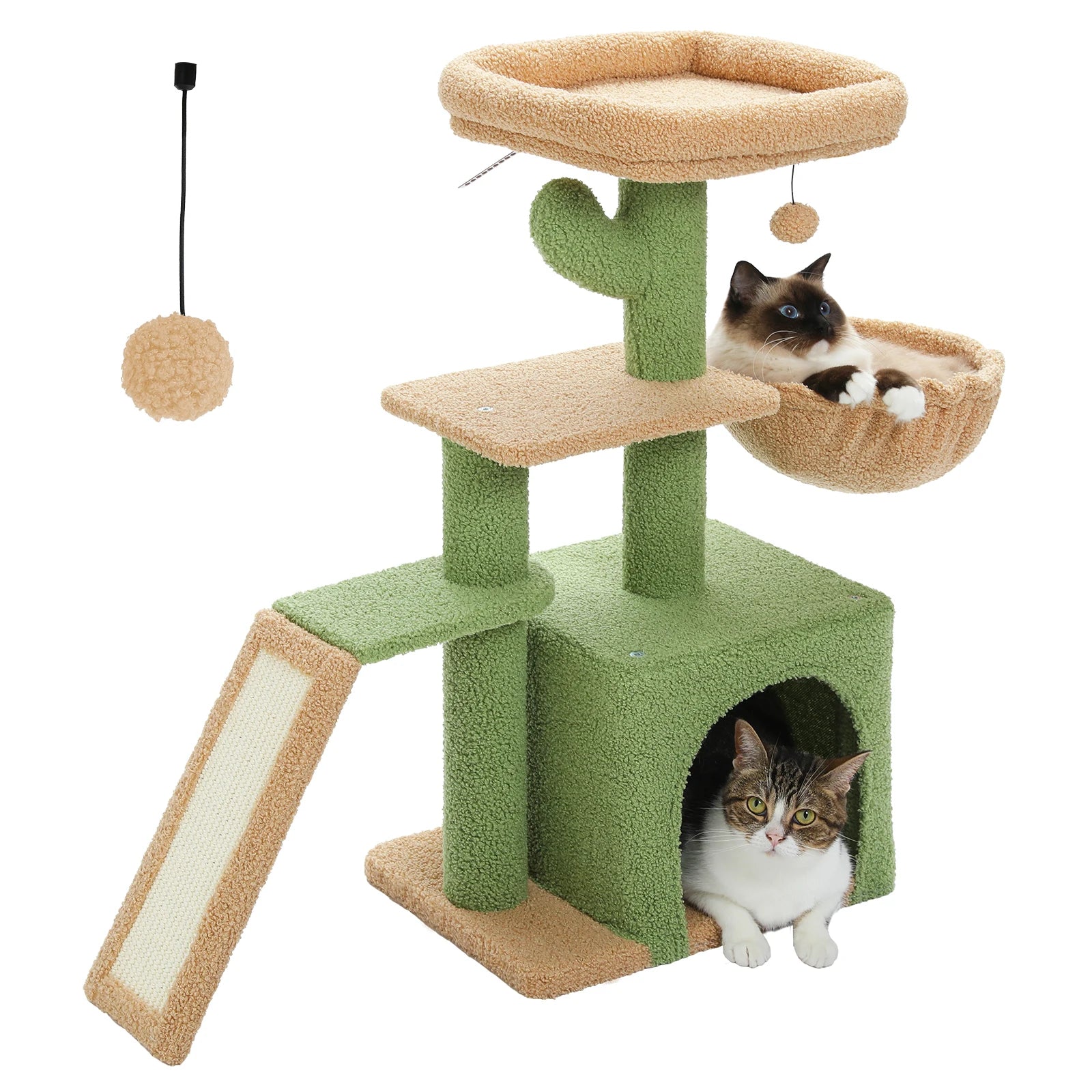 Multi-Level Cat Activity Tree with Scratching Posts & Hammock