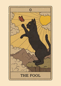 Black and White Cat Tarot Canvas Poster Good Luck Wall Art Pictures for Living Room Bedroom Playroom Modern Home Decor Gift by Tail chasers