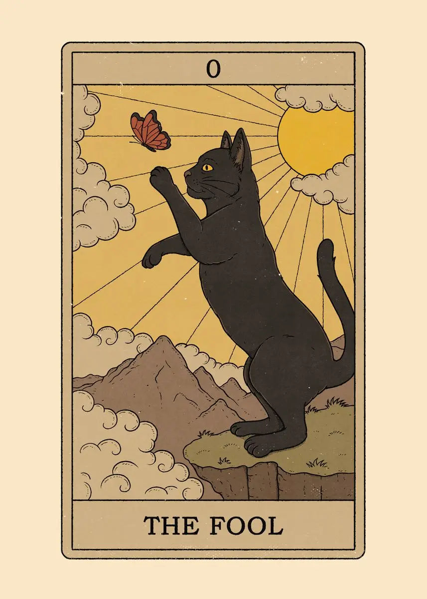 Black and White Cat Tarot Canvas Poster Good Luck Wall Art Pictures for Living Room Bedroom Playroom Modern Home Decor Gift by Tail chasers