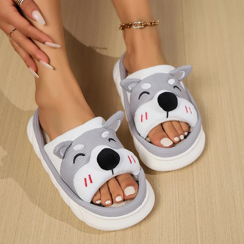 Designer Linen Platform Dog Slippers