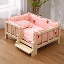 Premium Solid Wood Pet Bed - All-Season Removable Cushion for Dogs & Cats