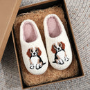 Border Collie Embroidered Plush Slippers