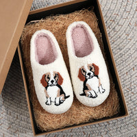 Border Collie Embroidered Plush Slippers