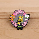 Cat Lady Enamel Pin - Cartoon Lapel Badge