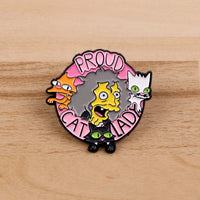 Cat Lady Enamel Pin - Cartoon Lapel Badge