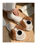 Winter Dog Cartoon Couple Slippers