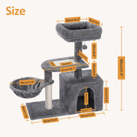 Multi-Level Cat Activity Tree with Scratching Posts & Hammock