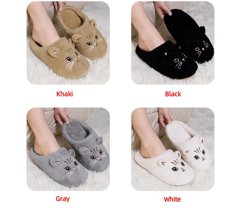 Fuzzy Fur Cat Winter Slippers