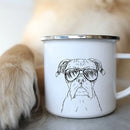 Bulldog Enamel Mug - Funny Glasses Design for Dog Lovers