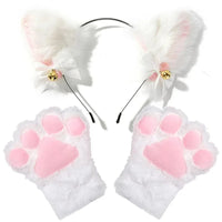Cat Ear Cosplay Costume Set - Anime Headband & Claw Gloves with Bell
