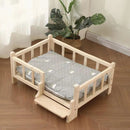 Premium Solid Wood Pet Bed - All-Season Removable Cushion for Dogs & Cats