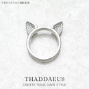 Sterling Silver Cat Ears Ring - Adjustable European Style Band
