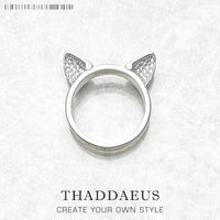 Sterling Silver Cat Ears Ring - Adjustable European Style Band