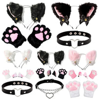 Cat Ear Cosplay Costume Set - Anime Headband & Claw Gloves with Bell
