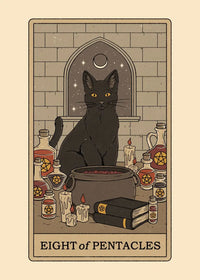 Black and White Cat Tarot Canvas Poster Good Luck Wall Art Pictures for Living Room Bedroom Playroom Modern Home Decor Gift by Tail chasers