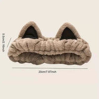 Cat Ears Face Wash Headband - Coral Fleece Spa Hairband