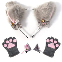 Cat Ear Cosplay Costume Set - Anime Headband & Claw Gloves with Bell