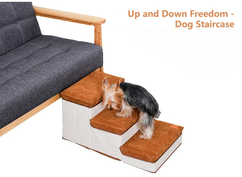 Foldable Pet Climbing Ladder - Anti-Slip Dog Stairs with Storage