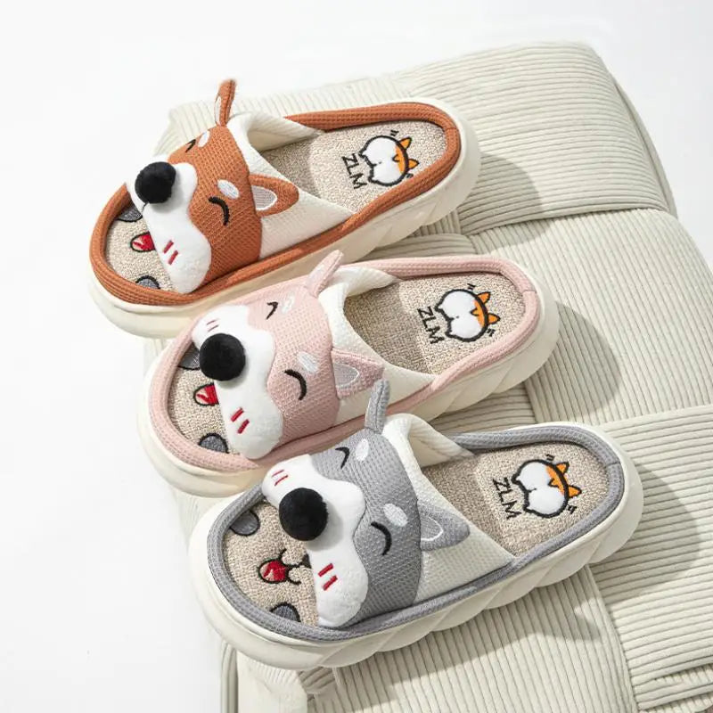 Designer Linen Platform Dog Slippers