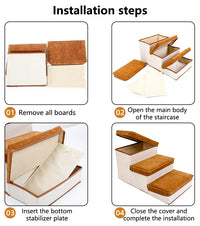 Foldable Pet Climbing Ladder - Anti-Slip Dog Stairs with Storage