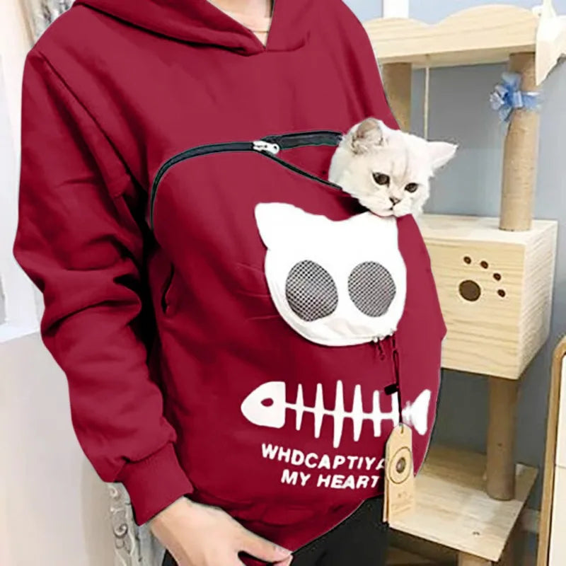 Pet Cuddle Pouch Hoodie - Carry Your Cat or Small Dog in Style
