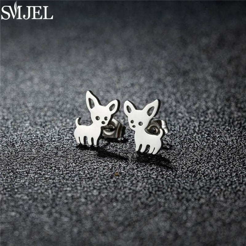 Dog Breed Cartoon Stud Earrings - Dachshund, Corgi & Chihuahua Designs