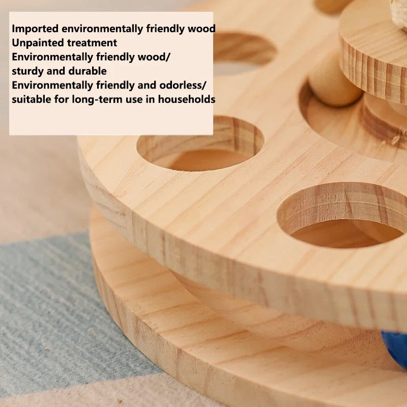 Interactive Cat Scratching Board - Wood Carousel Puzzle & Claw Care Station