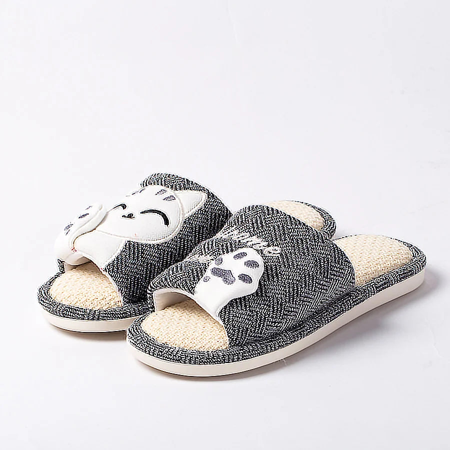 Cat Platform Linen Slippers