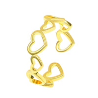 Cat Ear Paw Print Ring - Adjustable Pearl Hollow Heart Design