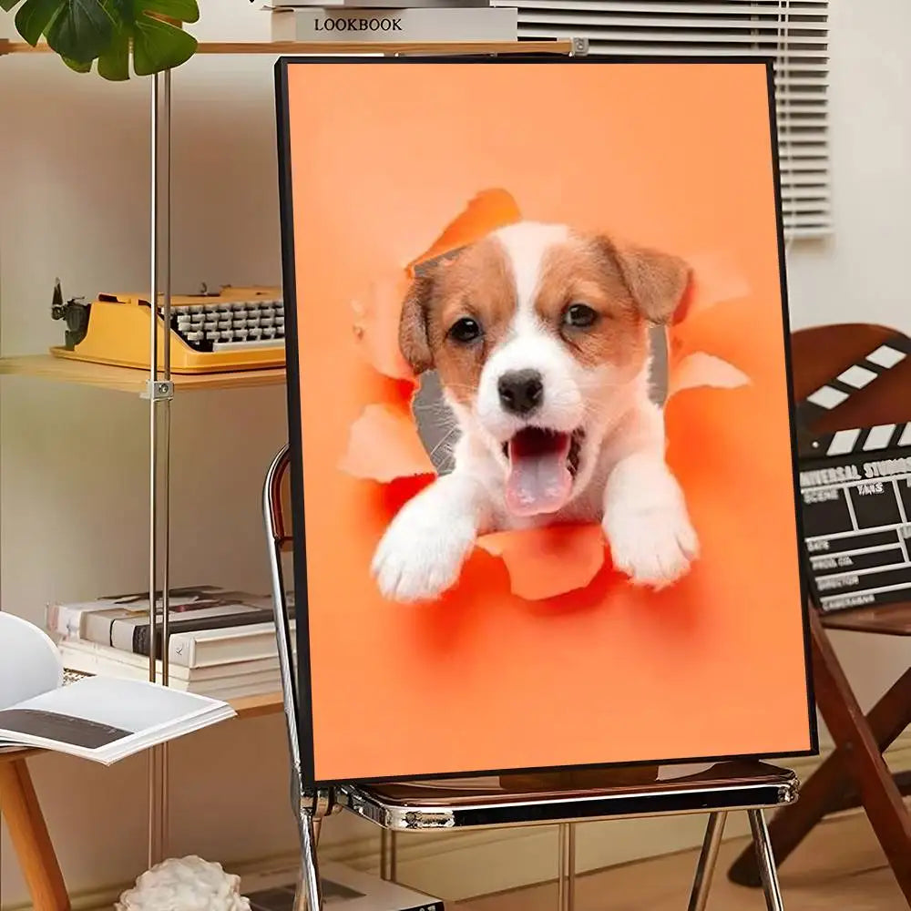 Cute Cats & Dogs Wall Art Poster - Waterproof