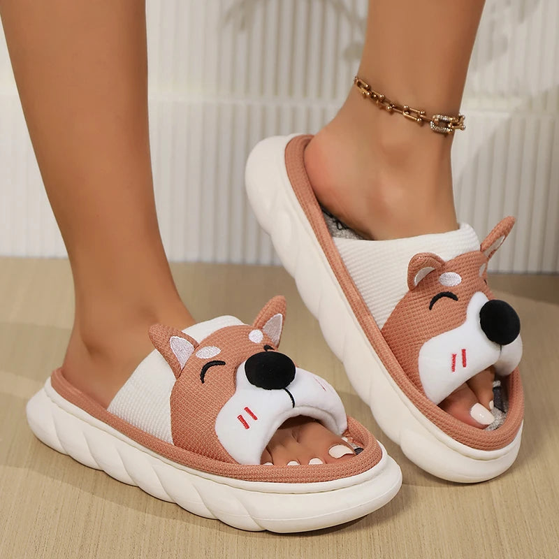 Designer Linen Platform Dog Slippers