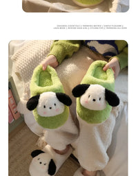 Women's Winter Cartoon Dog Plush Slippers