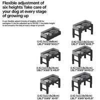 Collapsible Elevated Dog Bowls - Adjustable Stand with Double Stainless Steel Bowls