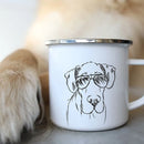 Bulldog Enamel Mug - Funny Glasses Design for Dog Lovers