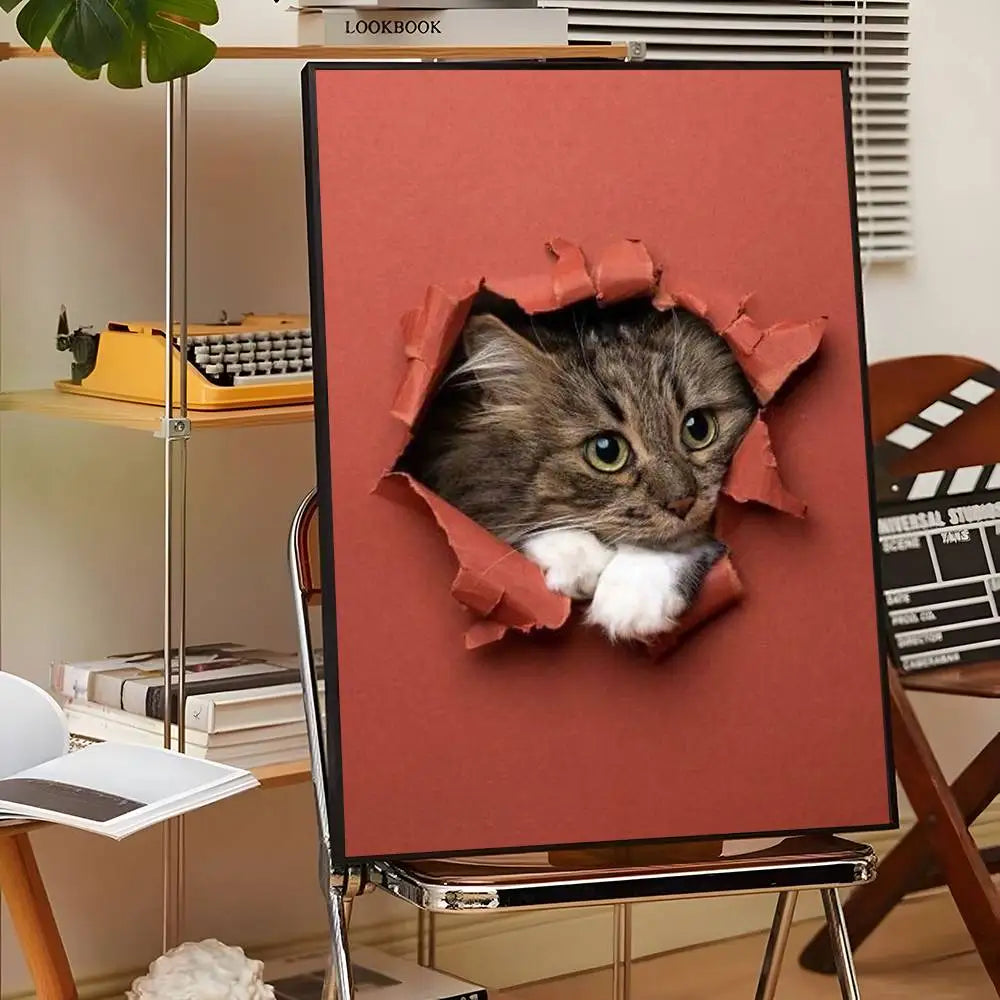 Cute Cats & Dogs Wall Art Poster - Waterproof