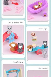 Pet Family Pretend Play Set - Mini House & Dolls