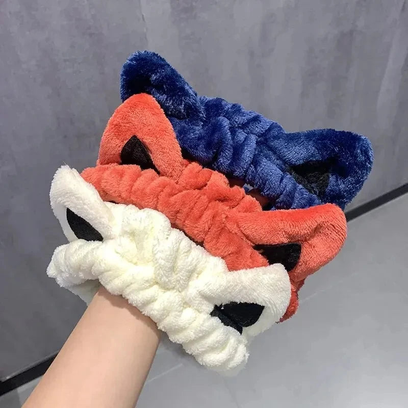 Cat Ears Face Wash Headband - Coral Fleece Spa Hairband