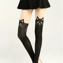 Black Cat Over-the-Knee Socks - Women's Cotton Thigh Highs